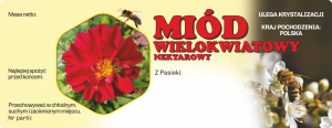 Duża etykieta naklejka na miód wielokwiatowy 100 szt
