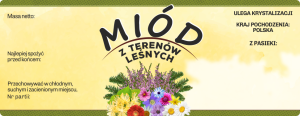 Duża etykieta naklejka na miód z terenów  leśnych 100 szt    
