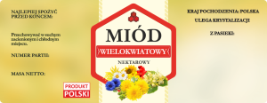 Duża etykieta naklejka na miód wielokwiatowy 100 szt 