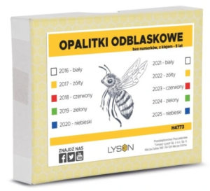 Opalitki do znakowania matek pszczelich odblaskowe na 5 lat + klej