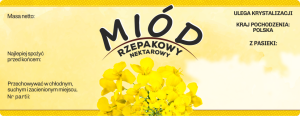 Duża etykieta naklejka na miód rzepakowy 100 szt   