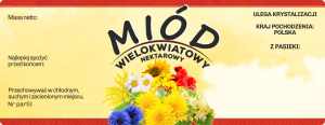 Duża etykieta naklejka na miód wielokwiatowy 100 szt   